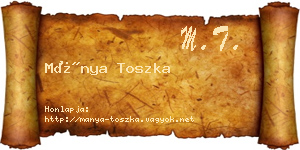 Mánya Toszka névjegykártya